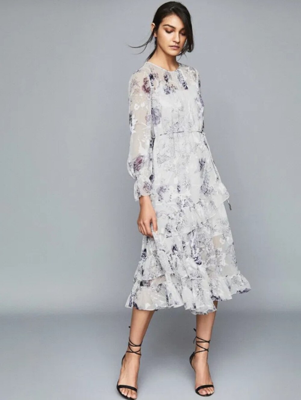 Reiss Annabelle Floral Printed Midi Dress